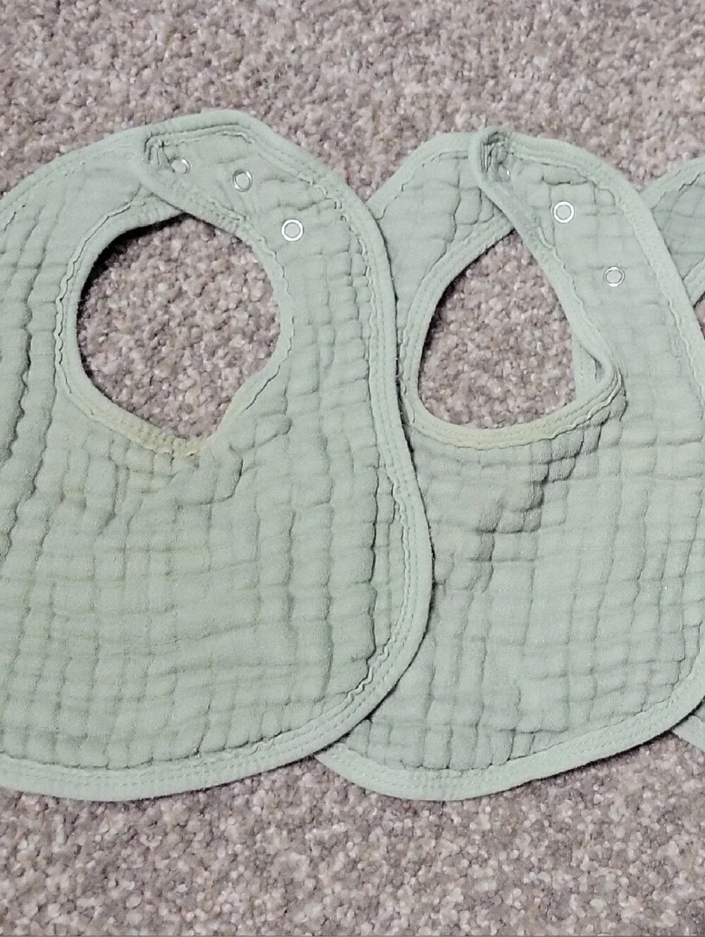 Soft Muslin Baby Bibs - Sage Green (3-Pack)
